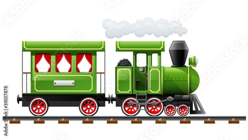 green retro locomotive with