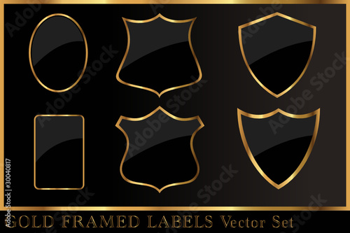 gold framed labels vector set