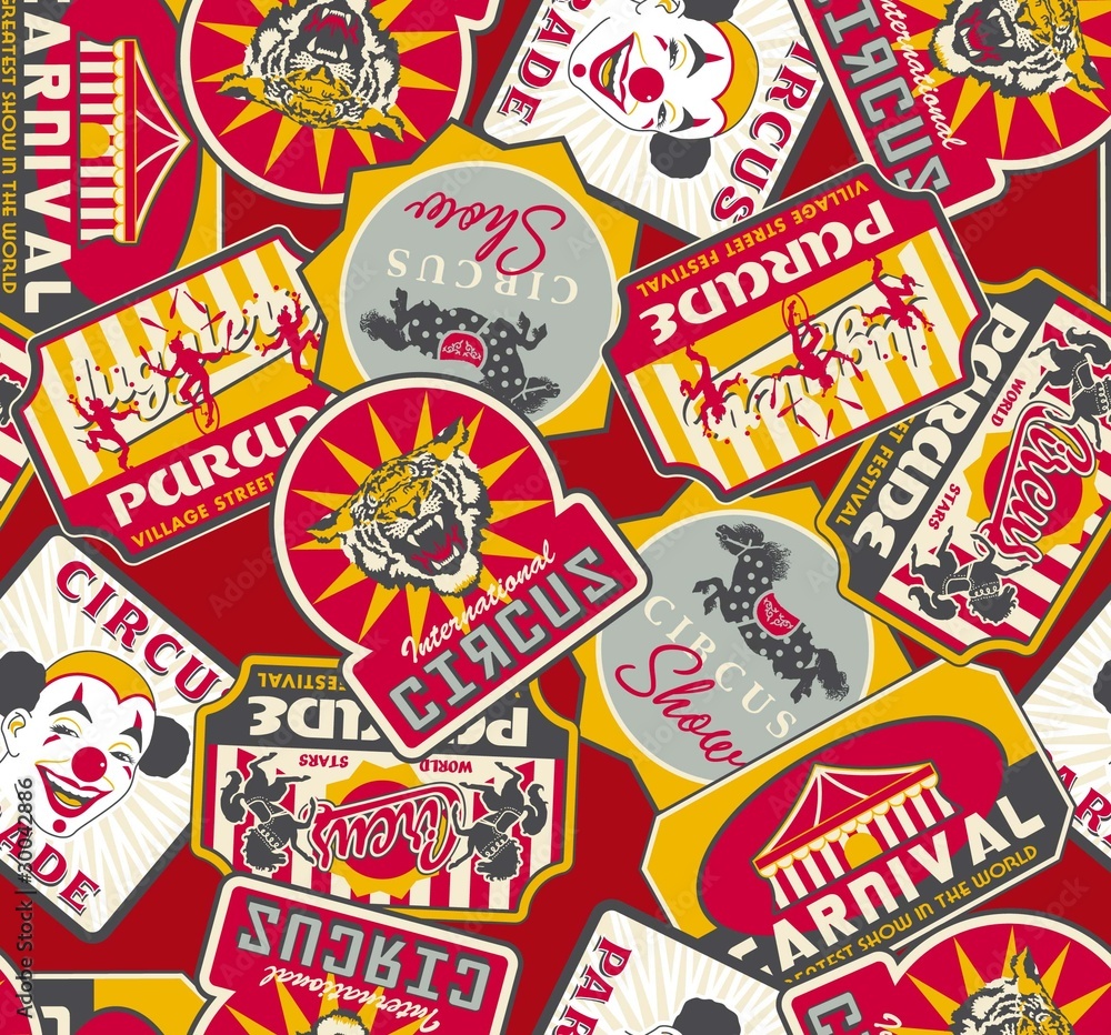 circus labels seamless pattern
