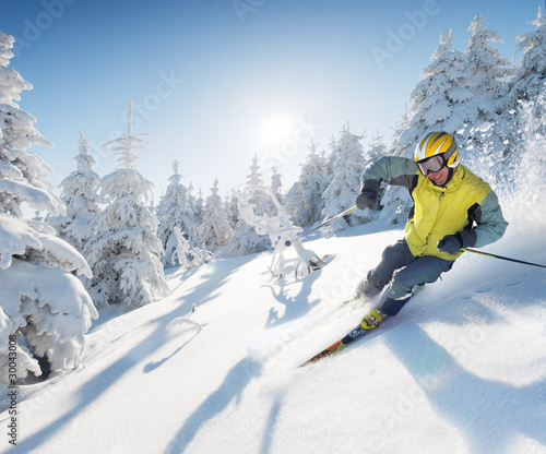 skier in mountains - european style