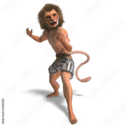 male manticore fantasy creature. 3D rendering with clipping photo