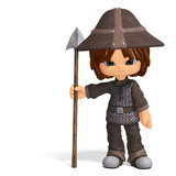 cute and funny cartoon guard. 3D rendering with clipping path