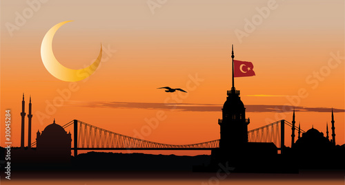 Silhouette of Istanbul at sunset