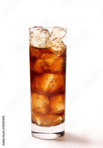 Glass with cola isolated on white