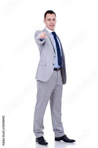 business man pointing to the camera