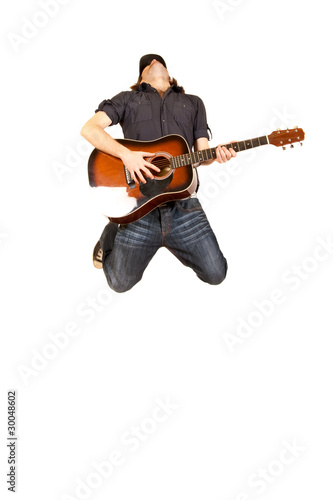 passionate guitarist jumps