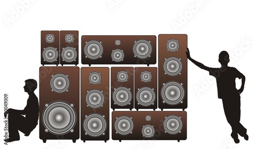 acoustic speakers and silhouettes