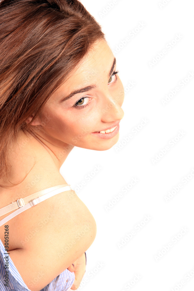 portrait of beautiful woman isolated on white portrait of beautiful woman isolated on white