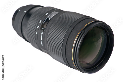 Billede på lærred Zoom lens isolated on white