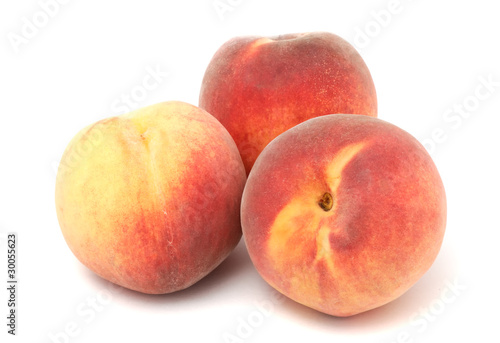 Juicy Peaches Isolated on White Background