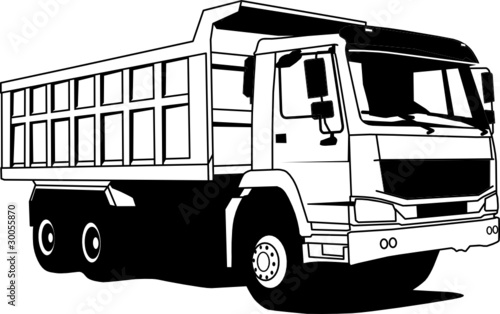 Dump truck hand draw illustration, vector
