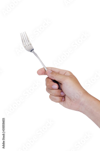 hand holding fork
