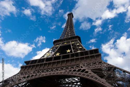 Eiffel tower on background cloud blue sky