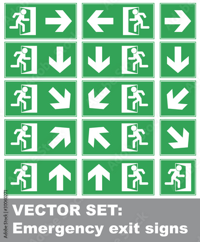 Vector set: Emergency exit signs