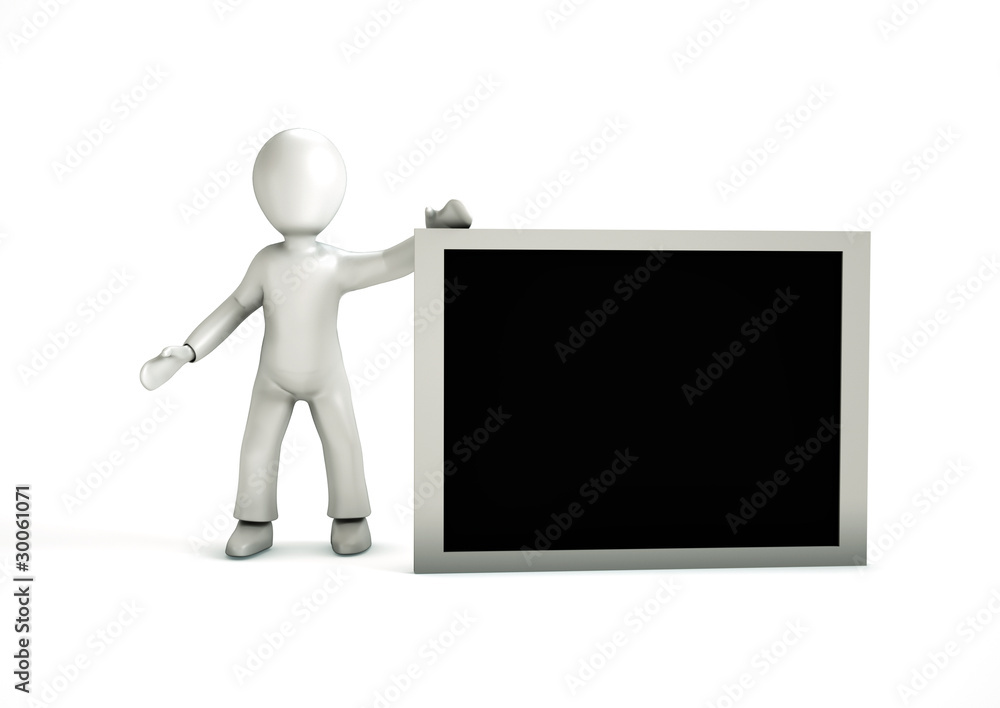 3d cartoon man with blackboard isolated on a white background 3d cartoon man with blackboard isolated on a white background