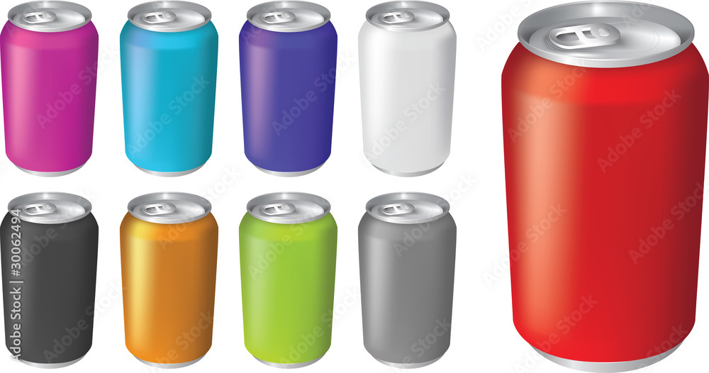Vector illustrations of fizzy drink soda cans Vector illustrations of fizzy drink soda cans