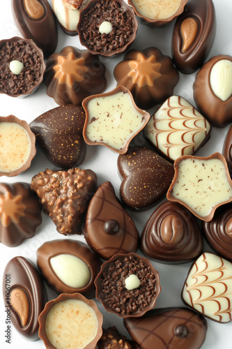 collection of beautiful delicious chocolate candies isolated