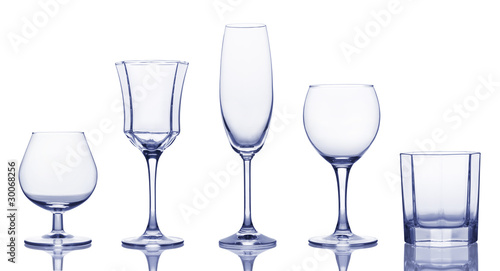 Glasses for various alcoholic drinks.