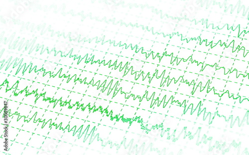 green graph brain wave EEG isolated on white background