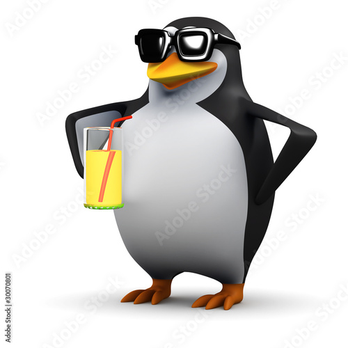 фотографія Cool drink with 3d Penguin