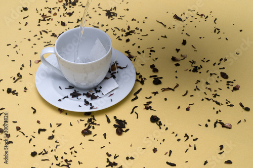 Cup of the with tea leaves