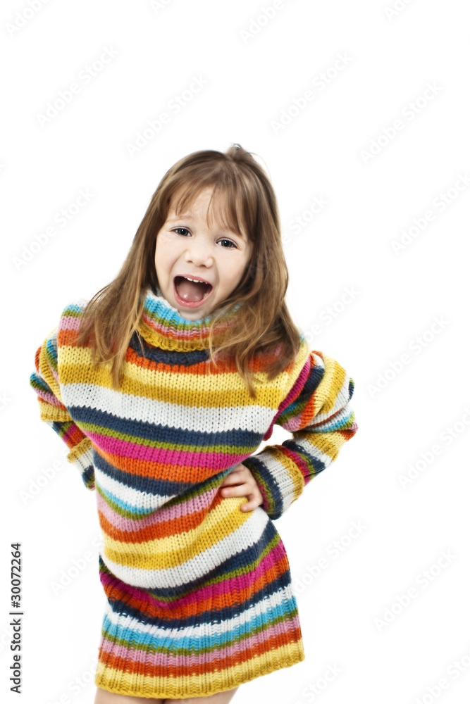 Portrait of a screaming little girl isolated on white Portrait of a screaming little girl isolated on white