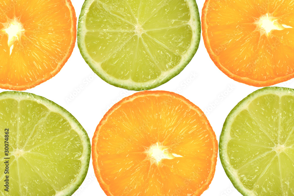 Lime and orange slices background
