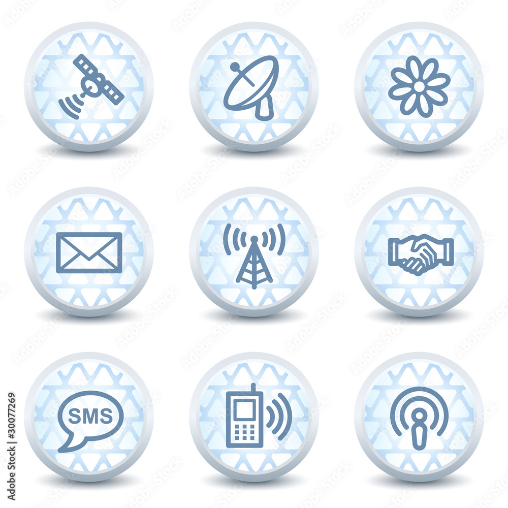 Communication web icons, glossy circle buttons Communication web icons, glossy circle buttons