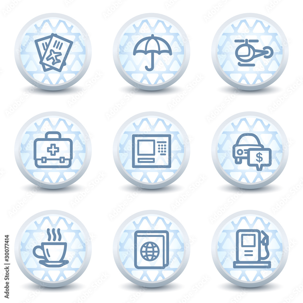 Travel web icons set 4, glossy circle buttons Travel web icons set 4, glossy circle buttons