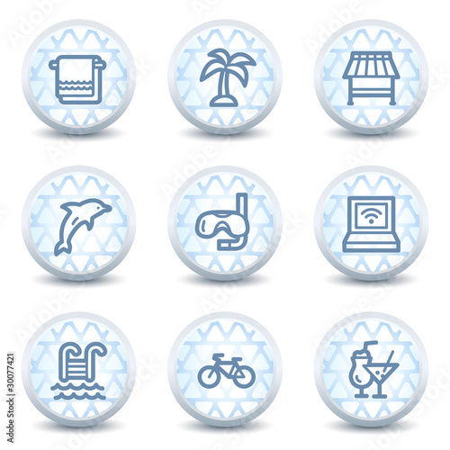 Vacation web icons, glossy circle buttons