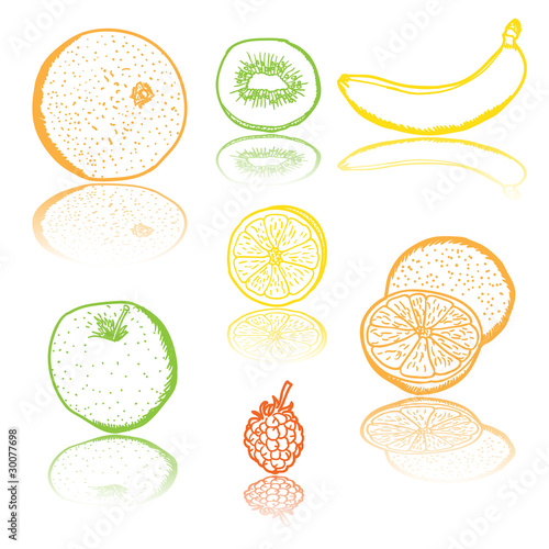Fototapeta Naklejka Na Ścianę i Meble -  Fruit icons - vector illustration