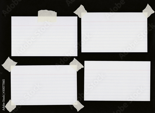 Blank index cards some with masking tape