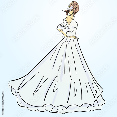 Bride in wedding dress white with bouquet