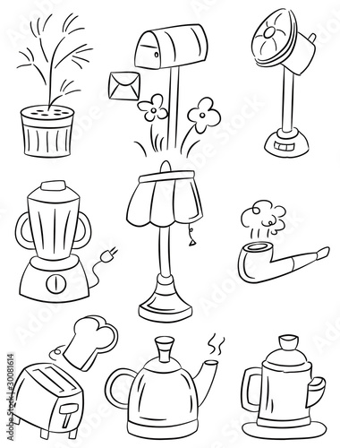 hand draw home appliances cartoon icon