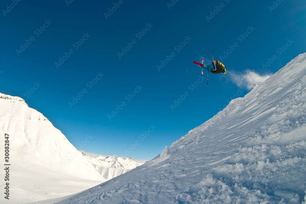 Skier flying in the air Skier flying in the air