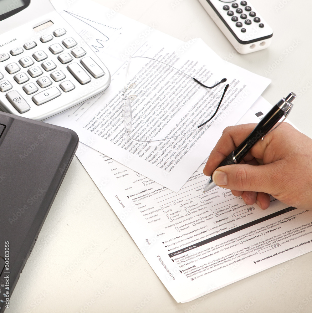 Signing a contract or fullfill a form Signing a contract or fullfill a form