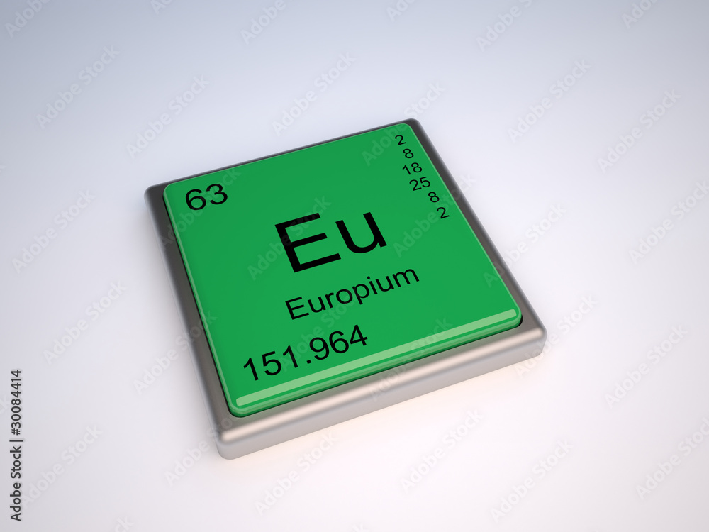 Europium chemical element of the periodic table with symbol Eu Europium chemical element of the periodic table with symbol Eu