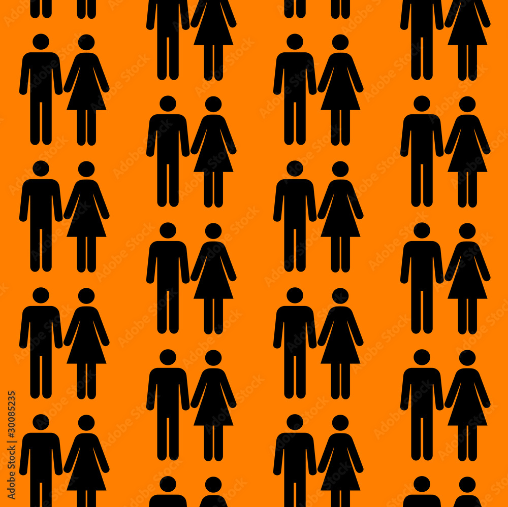 Seamless pattern with silhouettes of the person of different col Seamless pattern with silhouettes of the person of different col
