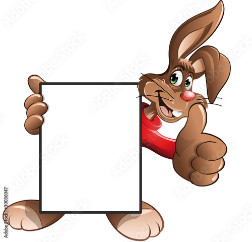 easter bunny with sign