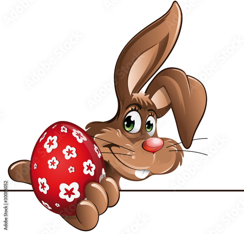 easter bunny showing red egg