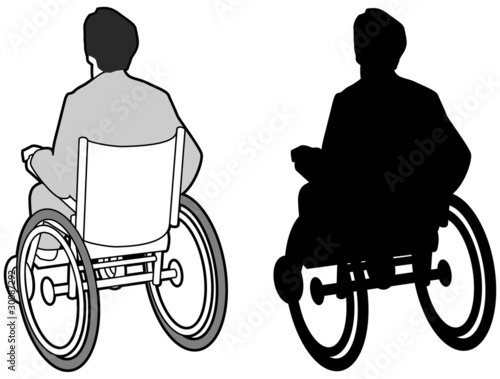 Man in wheelchair and silhouette