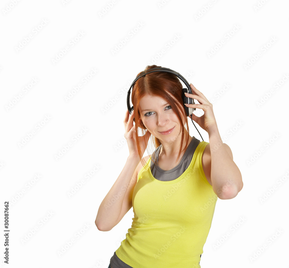 a teenage girl in studio with headphones a teenage girl in studio with headphones