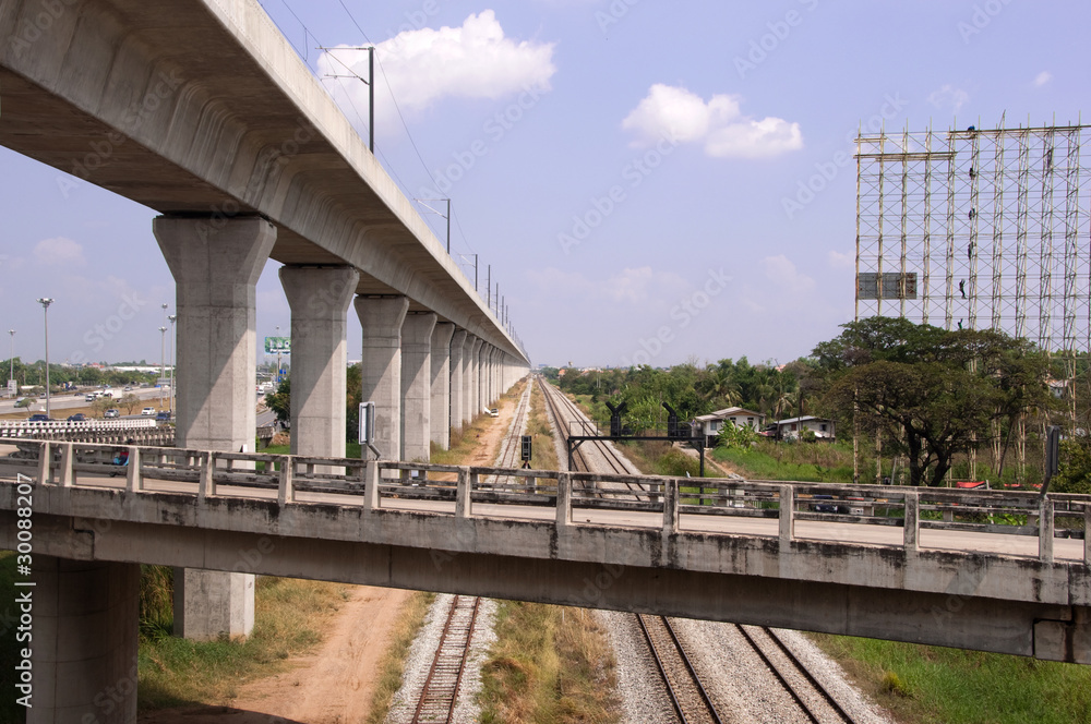 Electric rail way cross bridge at Bangkok, Thailand. Electric rail way cross bridge at Bangkok, Thailand.