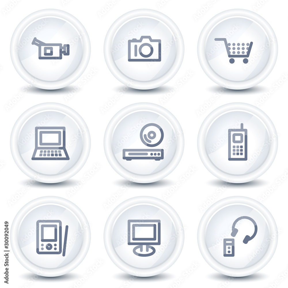 Electronics web icons, circle glossy buttons Electronics web icons, circle glossy buttons