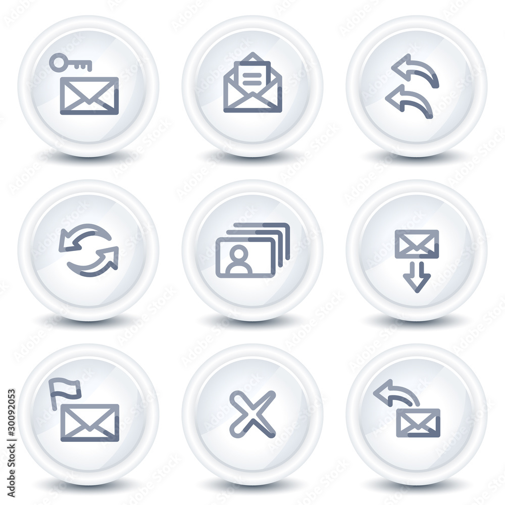 E-mail web icons set 1, circle glossy buttons E-mail web icons set 1, circle glossy buttons