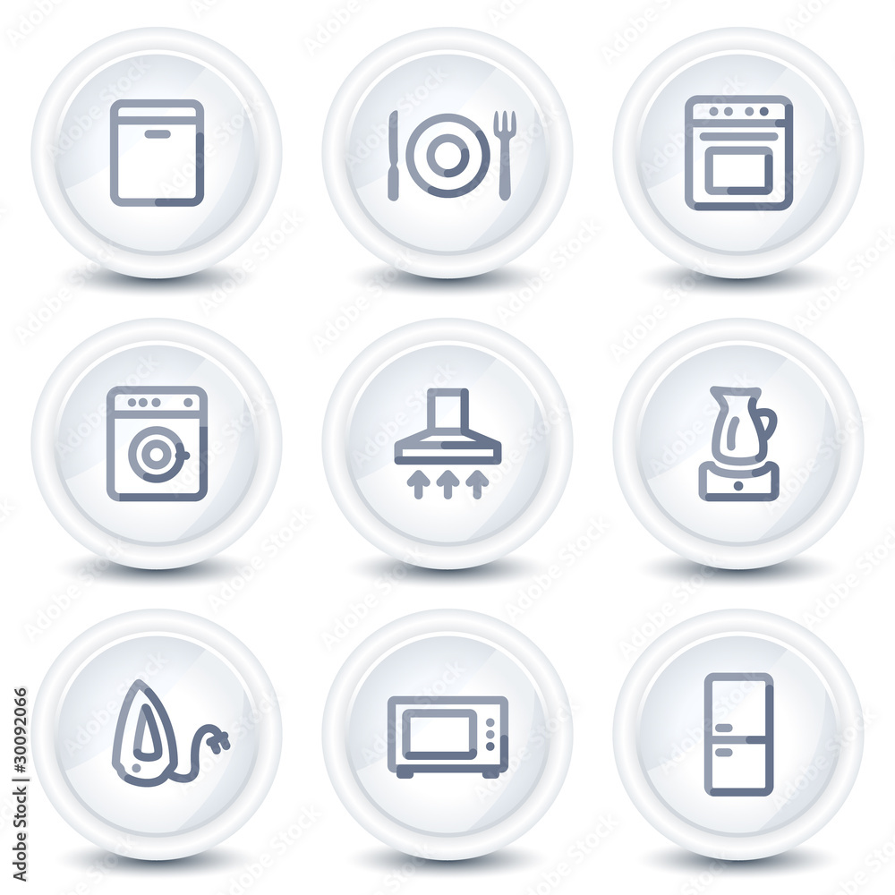 Home appliances web icons, circle glossy buttons Home appliances web icons, circle glossy buttons