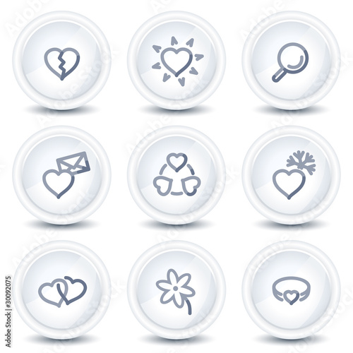Love web icons, circle glossy buttons