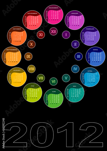 Dekorativer Kalender 2012  (deutsch - Woche beginnt mit Montag)