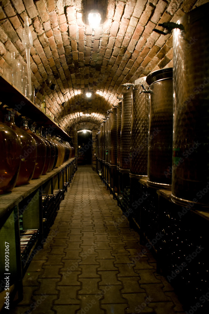 Corridor in traditional wine cellar