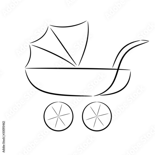 Cartoon silhouette of a pram